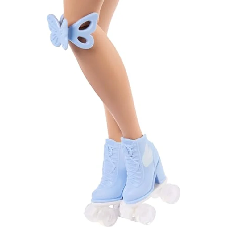 Barbie Anziehpuppe Barbie Dream Besties Rollschuh-Party Malibu, Puppe mit Schmetterlings-Outfit und Rollschuhen, blondes Haar – Bild 4