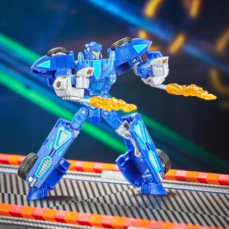 Transformers Collaborative Hot Wheels® x Twin Millä, verwandelbare Action-Figur mit 12,5 cm Roboter- und Fahrzeug-Modus, inkl. 2 Flammen-Zubehörteilen – Bild 4
