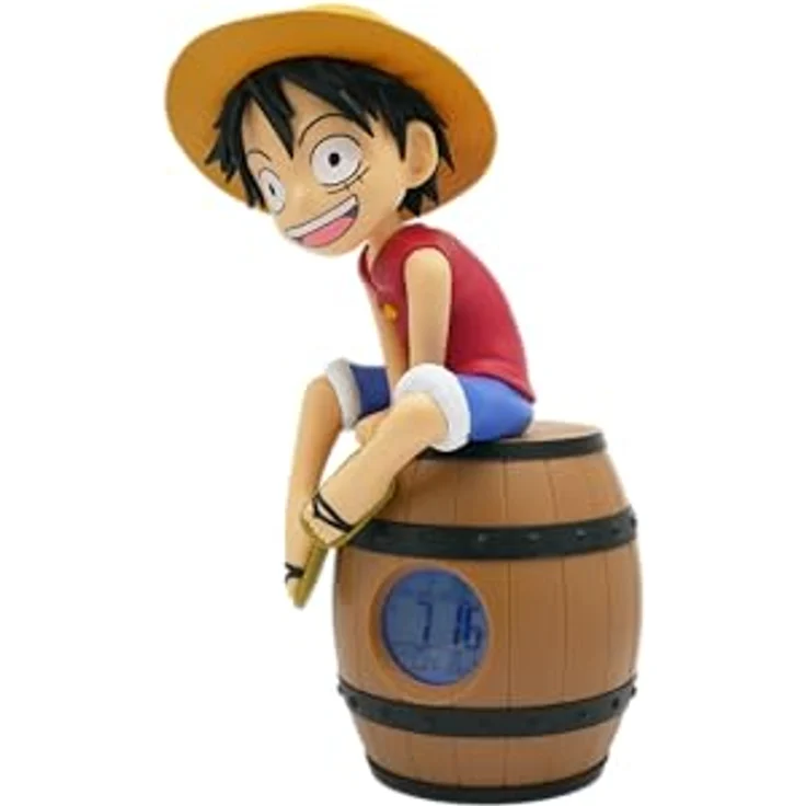 Teknofun One Piece - Luffy Na Beczce, LED Wecker mit klarer Anzeige und batteriebetriebenem Mechanismus, 17 cm – Bild 3