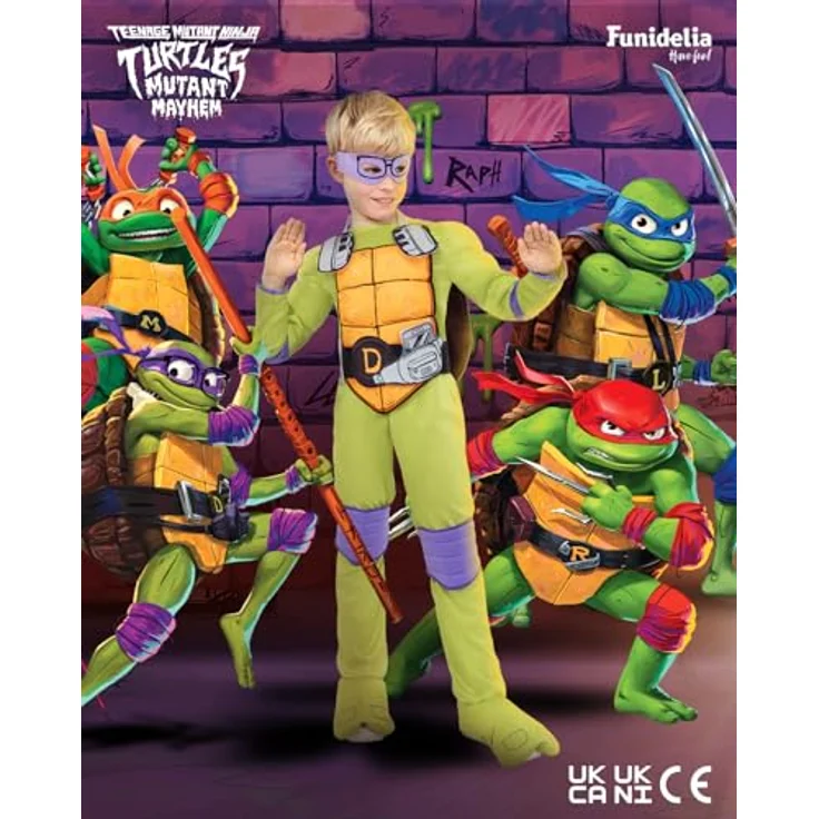 Funidelia Offizielles Donatello Kostüm für Jungen, Ninja Turtles Overall in Grün mit Maske, Panzer, Gürtel und Knieschützern, Größe 3-4 Jahre – Bild 4