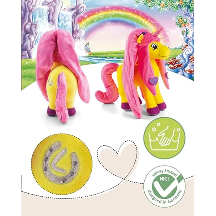 NICI Lissy PONY Einhorn Kuscheltier Dilara, 22cm, gelbes Plüsch mit pinker Mähne und Schweif, ideal zum Kuscheln und Spielen, tolle Geschenkidee - 49977 – Bild 3