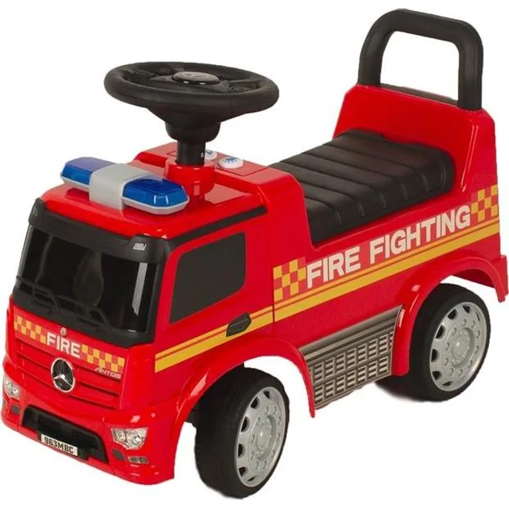 Babytrold Mercedes Feuerwehrauto, Ride-On Rutschauto mit geräuschlosen Rädern und motorischen Fördereffekten