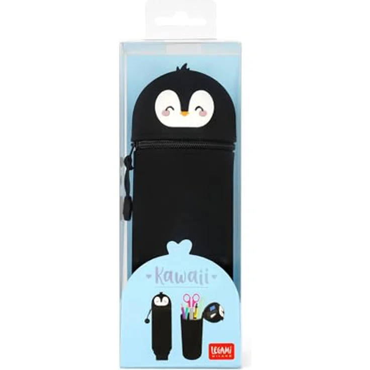 Legami Federmäppchen LEGAMI 2-IN-1 Motiv PINGUIN KAWAII, Silikon, Reißverschluss, 18.5 cm, blau – Bild 6