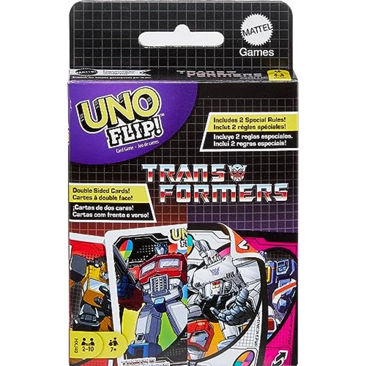 Mattel Games UNO Flip Transformers Kartenspiel, für 2-10 Spieler, ab 7 Jahren, mit Autobots und Decepticons – Bild 1