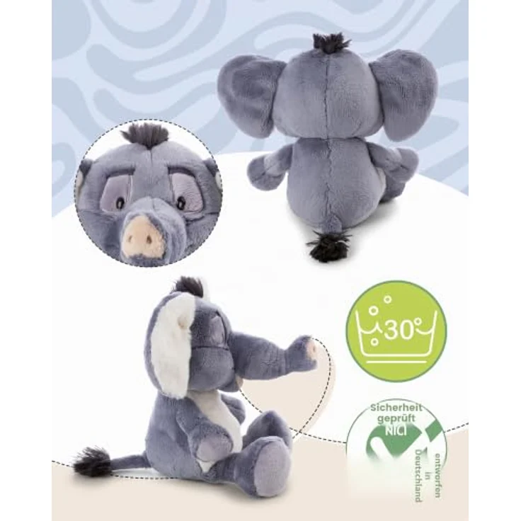 NICI Elefant El-flora, kuscheliger Plüschelefant aus der Wild Friends Kollektion, 18 cm, grau, aus recycelten Materialien – Bild 4