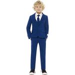 OppoSuits Dunkelblauer Anzug für Jungen zur Kommunion, Slim Fit, 3-teilig mit Jacke, Hose und Krawatte, Maschinenwaschbar, Größen 122-128