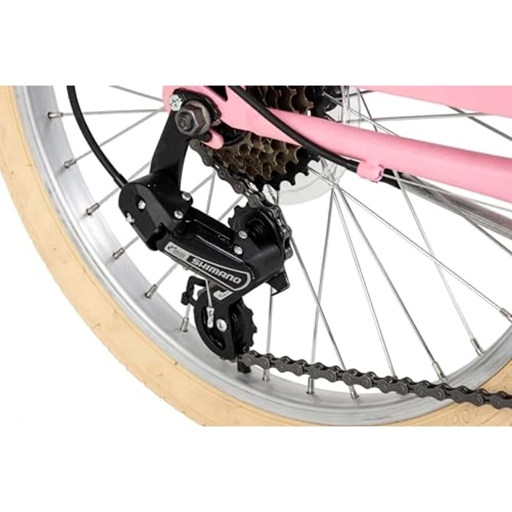 Dacapo Kinderfahrrad Toscana, 20 Zoll, 6 Gang Kettenschaltung in Rosa mit Gepäckträger und Reflektoren – Bild 4