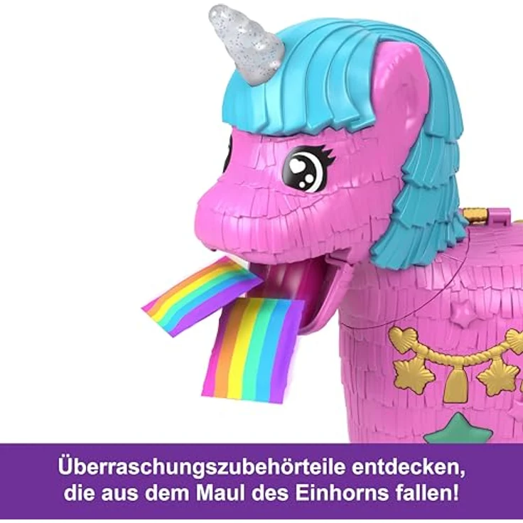 Polly Pocket Playset Unicorn-Partyland, Spielset mit Einhorn-Pinata, 2 Puppen und 29 Accessoires – Bild 3