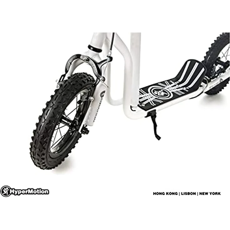 HyperMotion VIVA 12 Roller, Tretroller mit großen Luftreifen, höhenverstellbar 78-85 cm, 2 Bremsen, klappbarer Ständer, weiß – Bild 8
