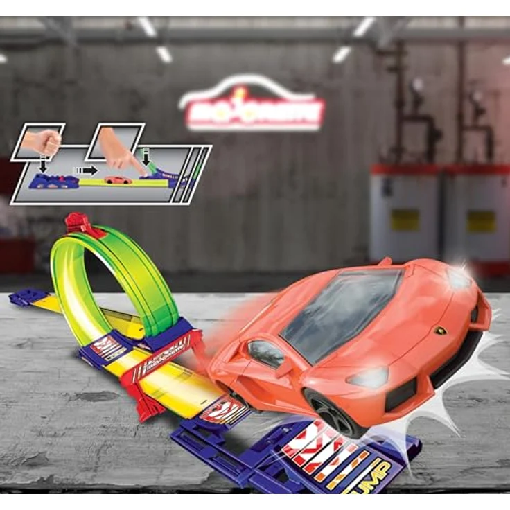 Majorette Racing Loop, Startbahn mit Autostarter, Looping und Sprung, 3 Fahrzeuge im Maßstab 1:64, ab 3 Jahren, 212051027 – Bild 4