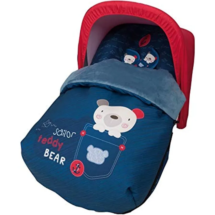 Babyline 3000589R Universal-Fußsack aus Fleece, mit Verdeck