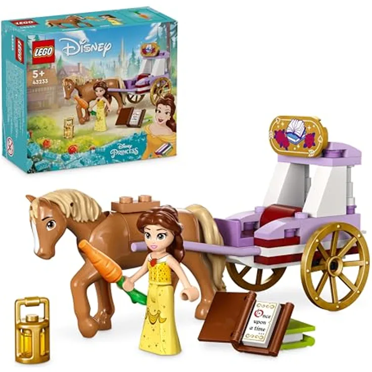 LEGO Disney Princess Belles Pferdekutsche, Prinzessinnen-Set mit Pferde-Spielzeug und Puppe, Kutsche mit Pferdefigur zum Disney Film Die Schöne und das Biest, Geschenk für Mädchen und Jungen 43233