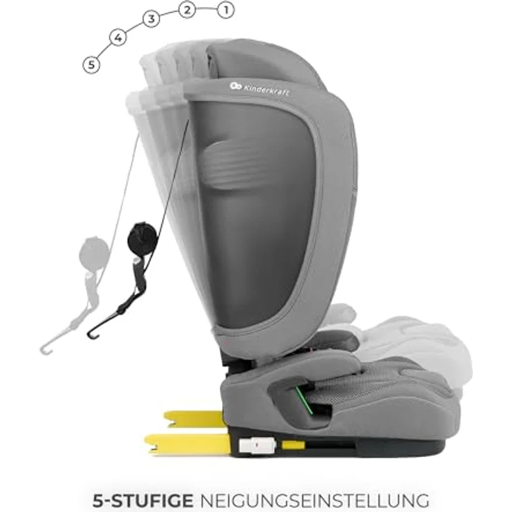 Kinderkraft Fix2Go Autokindersitz, 9-36 kg mit Schlaffunktion, Neigungsverstellung und SAFERIDE Sensor, Grey – Bild 4
