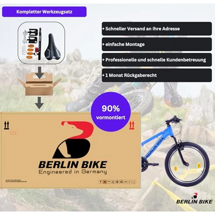 BERLIN BIKE Mountainbike MTB1 Kid: 20 Zoll Aluminiumrahmen, 21-Gang Shimano, Mountainbike für Kinder bis 140 cm Körpergrösse (Blau) – Bild 5