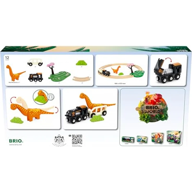 BRIO® Dinosaurier Bahn Set, Spielzeug-Eisenbahn mit 12 Teilen, inklusive Brachiosaurus-Figur und Holzschienen, FSC® zertifiziert – Bild 4