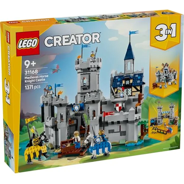 LEGO Creator 3-in-1 Ritterburg im Mittelalter, Bauset mit 6 Minifiguren und 2 Pferden, umwandelbar in Turnierplatz oder Stadt, Geschenk für Kinder ab 9 Jahren 31168 – Bild 3