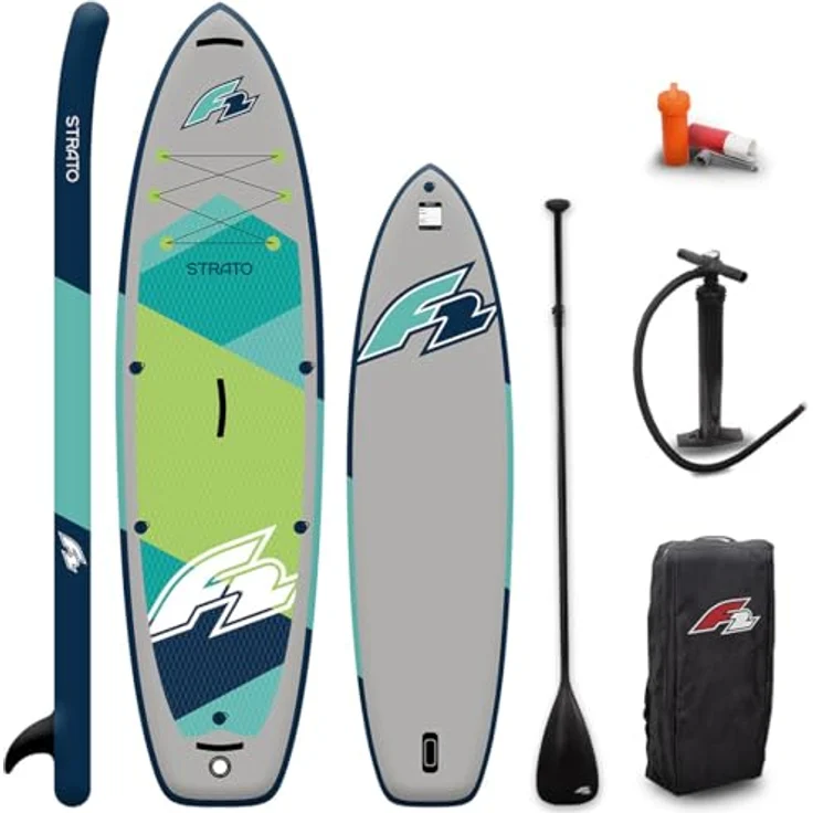 F2 SUP Board Strato 12’2” (372 cm) Grün, aufblasbares Touring Paddle Board für Anfänger & Fortgeschrittene, Komplettset – Bild 1