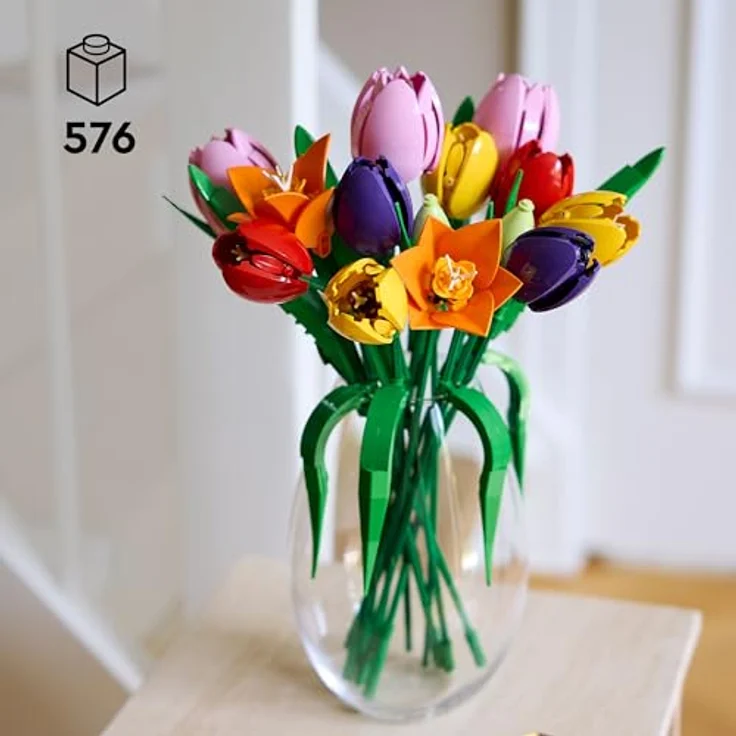 LEGO Botanicals Tulpenstrauß 11501, DIY Bastelset mit 14 künstlichen Tulpen in 5 Farben für Dekoration im Zuhause und Schreibtisch, ideales Geschenk für Frauen – Bild 2