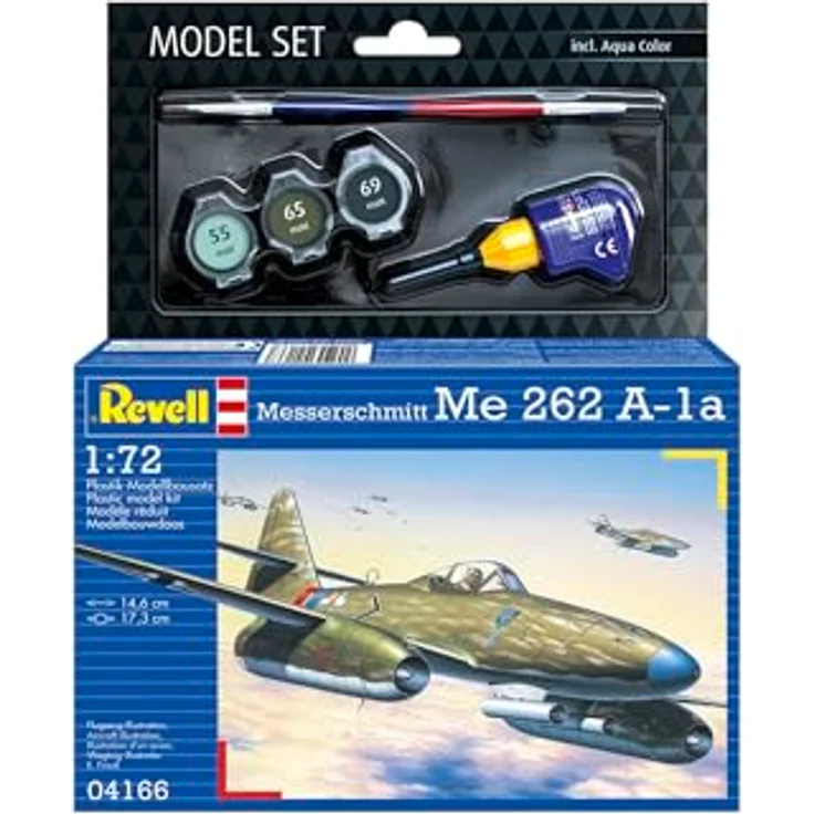 Revell Modellbau Set Messerschmitt Me 262 A1a, detaillierter Modellbausatz mit zwei Versionen, inklusive Farben, Kleber und Pinsel – Bild 2