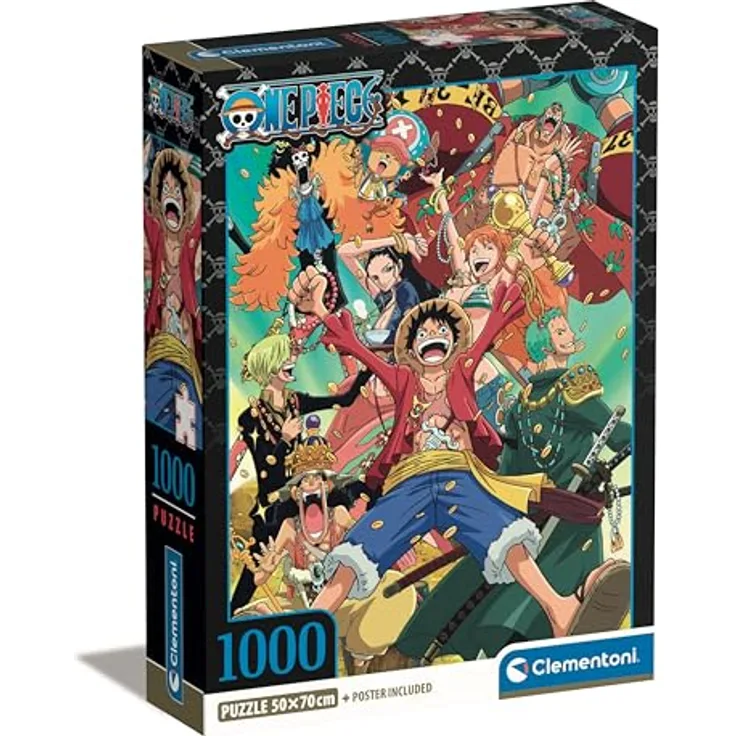 Clementoni One Piece Puzzle 1000 Teile, Legespiel mit Poster für Manga & Anime Fans, 70 x 50 cm, für Erwachsene und Kinder ab 9 Jahren, 39921