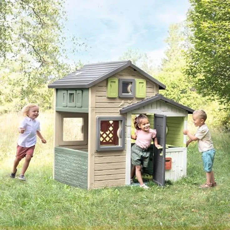 Smoby Life - Evo Friends Spielhaus, wetterfestes Outdoor-Kinderhaus mit 60% Recycling-Anteil, 114x162x175 cm, geeignet ab 3 Jahren – Bild 5