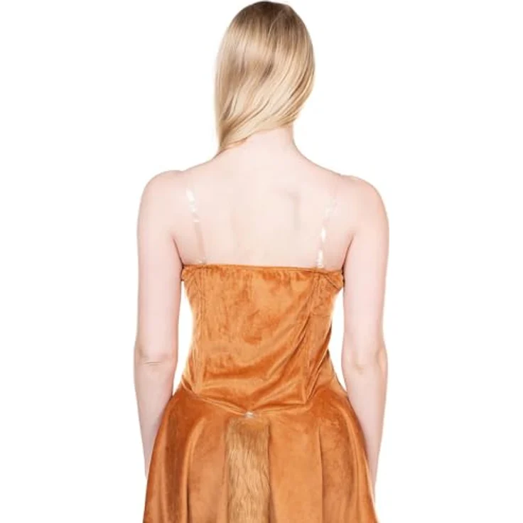 Maskworld Foxy Lady Fuchs Kostüm für Damen, Fünfteiliges Set mit Minikleid, Kapuze und Puschelschwanz in rostrotem Farbton, Größe XS, ideal für Karneval, Halloween & Motto-Party – Bild 3