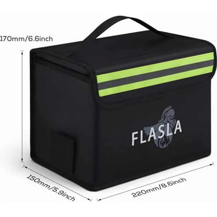 FLASLD Feuerfeste LiPo Tasche, explosionssicher mit Reflektorstreifen, 22 x 17 x 15 cm, inkl. Ladeanschluss – Bild 5