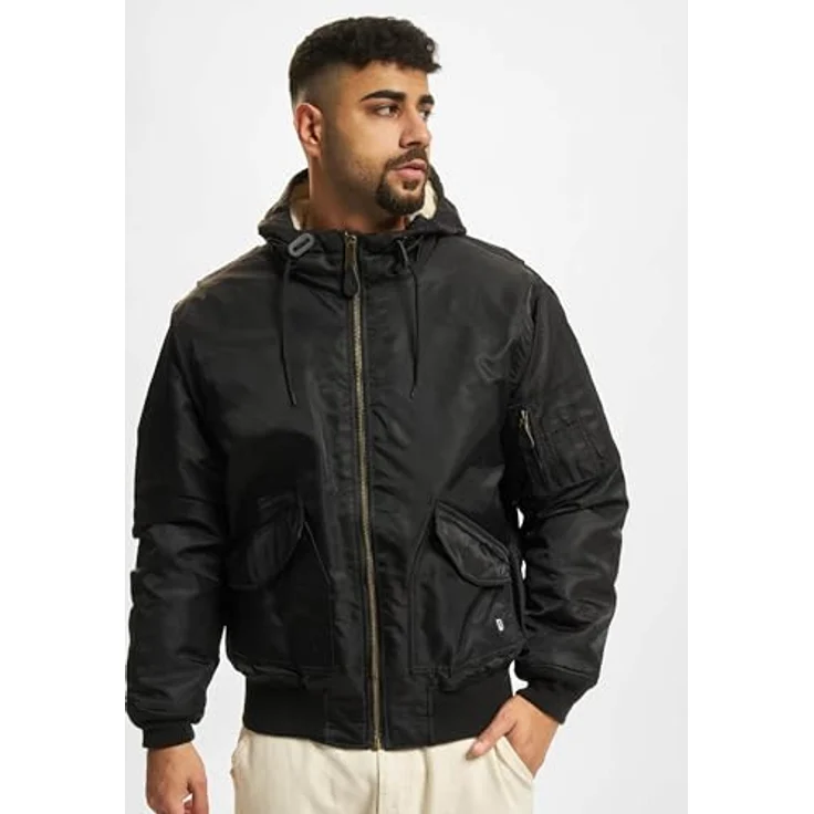 Brandit Herren CWU Jacket hooded, Bomberjacke mit Teddyfell, wind- und wasserabweisend, blau – Bild 5