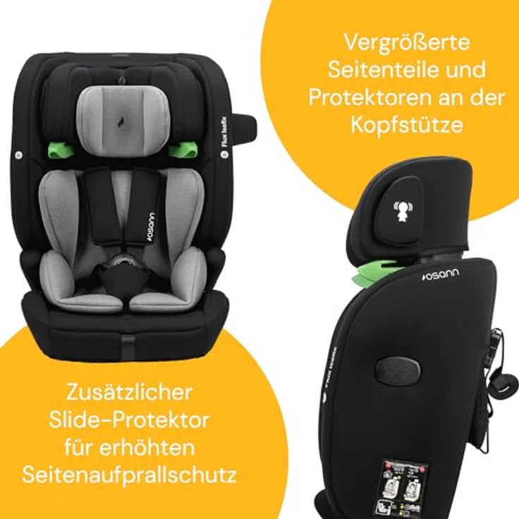 Osann Autokindersitz Flux Isofix i-Size, Sicherer Kinderautositz mit Protektoren und Magnethalterung, schwarz – Bild 3
