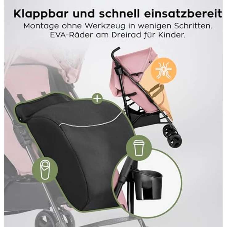 TULANO Kinderwagen Davos 35, Kombikinderwagen mit kompakt Design und Extras, rosa – Bild 3