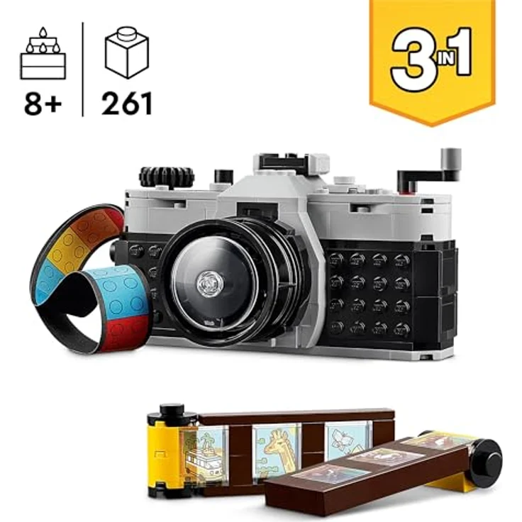 LEGO Creator 3in1 Retro Kamera Spielzeug mit 3 Modellen für Mädchen und Jungen, Büro- und Zimmer-Deko, Baue um in Fernseher oder Videokamera, Geschenk für kleine Fotografen ab 8 Jahren 31147 – Bild 2