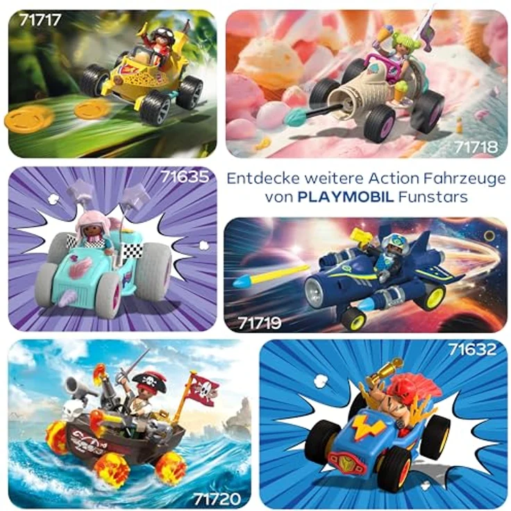 PLAYMOBIL Fun Stars Racing Banana, Spielzeugauto mit Rückzugmotor & Schießfunktion, für Kinder ab 4 Jahren, 71717 – Bild 5