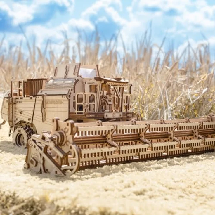 EWA Eco-Wood-Art GETREIDEERNTEMÄHDRESCHER GH800, 3D-Holzpuzzle DIY-Bausatz mit 864 Teilen, für Jugendliche und Erwachsene, ohne Kleber erforderlich, aus hochwertigem Sperrholz, 527x458x187 mm – Bild 5