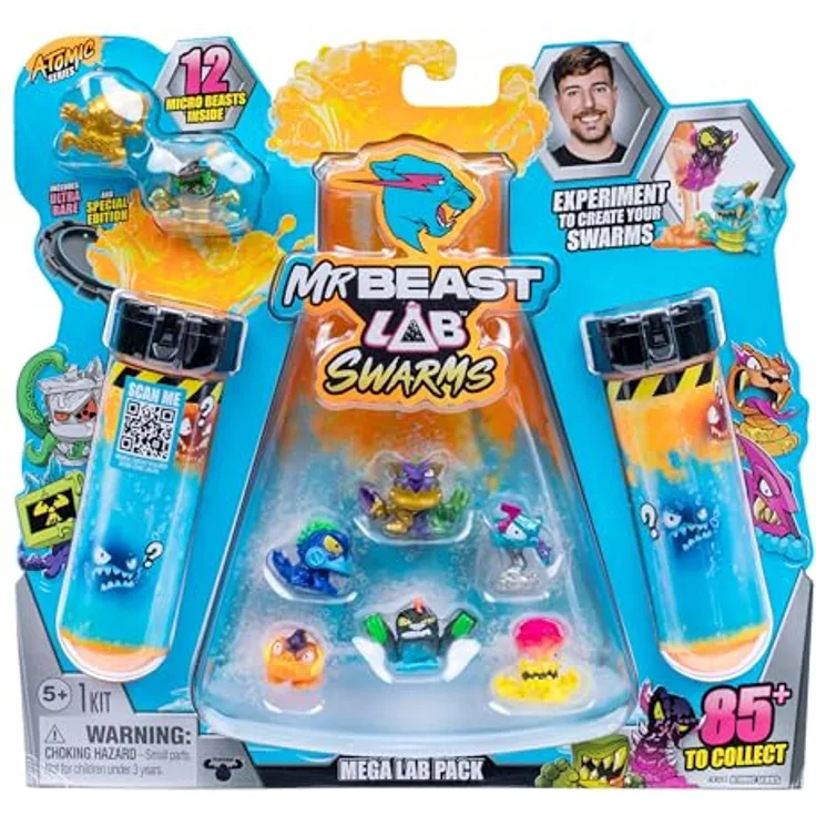 MRBEAST LAB MrBeast Lab Swarms, Atomic-Serie, Mega-Labor-Packung, 2/12 Mini-Monster-Sammelfiguren, 2,5 cm - NEU!