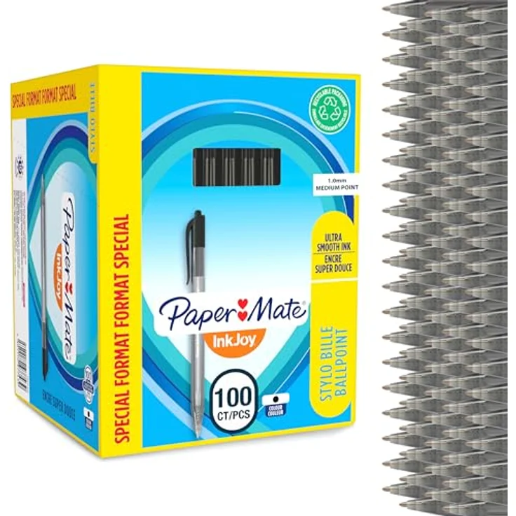 Paper Mate InkJoy 100 RT, Kugelschreiber im Value Pack, schwarz, 100 Stück – Bild 1