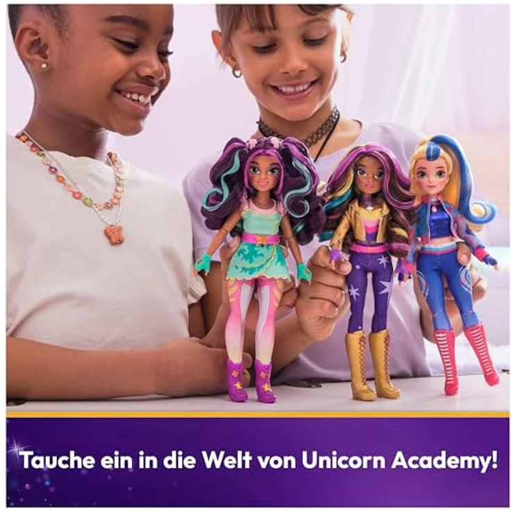 Spin Master Anziehpuppe Unicorn Academy - Fashion Doll - Isabel, 24 cm große Ankleidepuppe mit original Reit-Outfit und 9 Bewegungspunkten, blond mit blauer Strähne – Bild 6