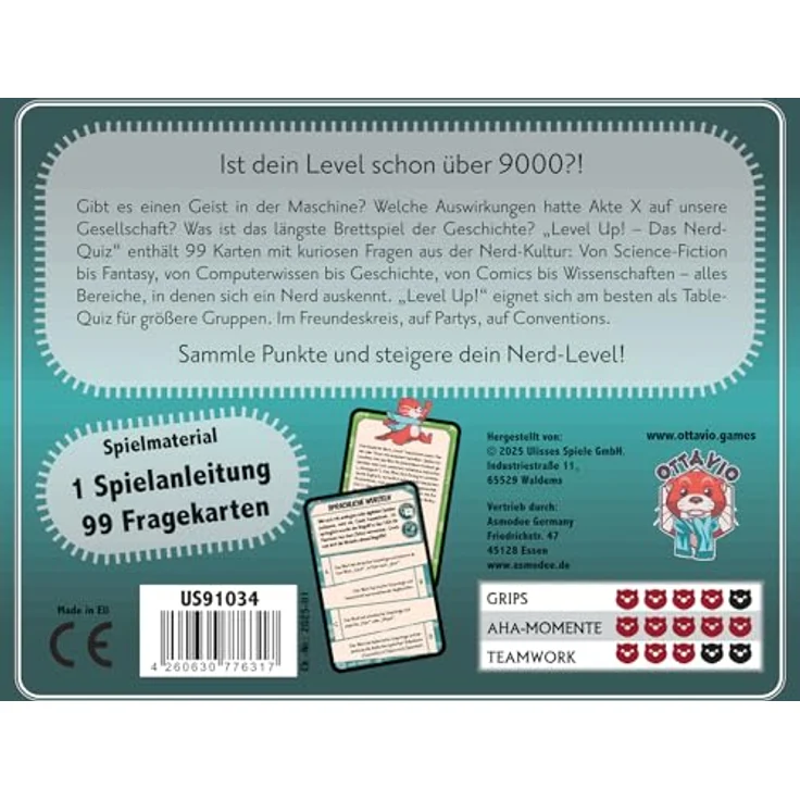 Ottavio Level Up! 2025 Edition, Nerd-Quiz Partyspiel mit über 500 Fragen, für 3-40 Spieler, deutsch – Bild 4