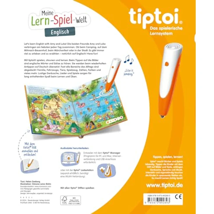 Ravensburger tiptoi® Buch - Meine Lern-Spiel-Welt - Englisch, interaktive Entdeckungsreise für Kinder mit Amy und Luke – Bild 2