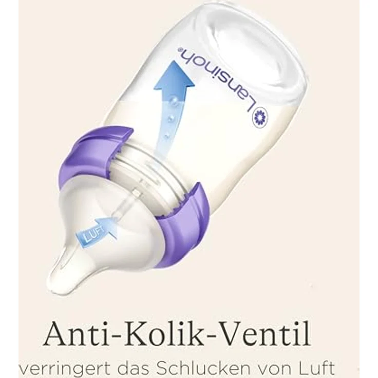 Lansinoh Starter-Set mit 2 PP Flaschen (160 ml & 240 ml), 3 Natural Wave® Trinksaugern (Gr. S, M & L), inkl. Anti-Kolik-Ventil, für sanften Übergang zwischen Stillen und Flasche – Bild 5