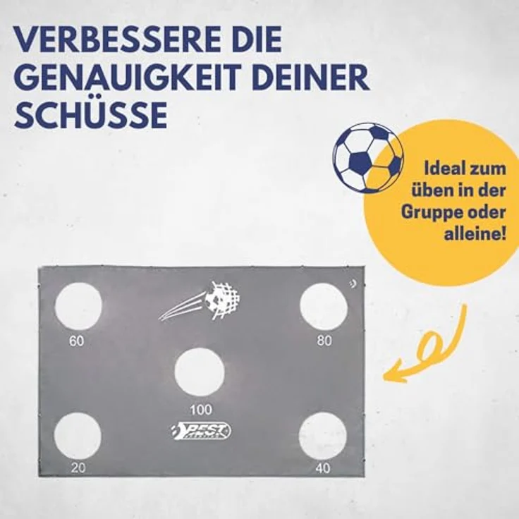 BEST SPORTING Torwand 280 x 187 cm mit 5 Schusslöchern, wetterfestes Outdoor-Trainingsgerät für Fußballtore 300 x 205 cm – Bild 2