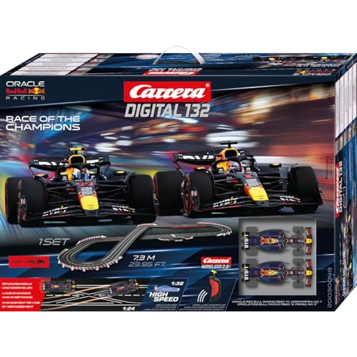Carrera Race of The Champions, Digitale Rennbahn mit 6 Fahrern, 7,3 Meter Strecke, inkl. Red Bull Racing RB20 M, Wireless 2.0 Steuerung