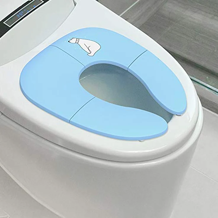 Upgrade Version Faltbarer Toilettensitz, Kinder Faltbarer Toilettentrainer Unterwegs für Kinder/Baby,Tragbar Reise WC Sitz Kleinkind Töpfchentrainer WC Sitzbezüge (Blau) – Bild 1