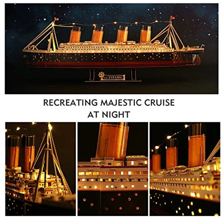 CubicFun 3D Puzzle LED 88 cm Titanic - Titanic Modell Boots Spielzeug für Erwachsene und Jugendliche, 266 Stück – Bild 4