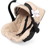 Bayer Design 67975AA Puppenautositz, Autositz für Puppen bis 46 cm mit Dach, verstellbarem Griff und Sicherheitsgurt, Beige