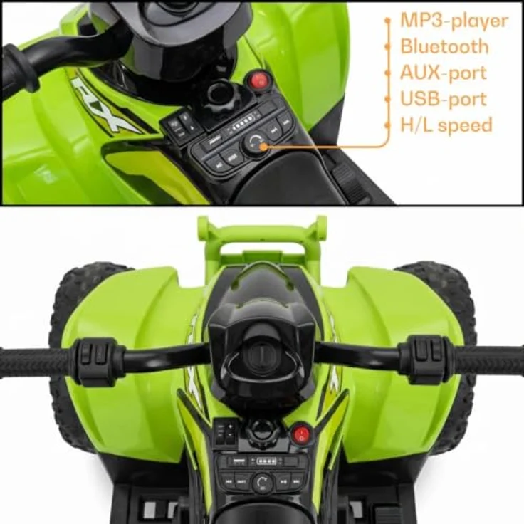 Vrooomy Honda TRX90X Elektro Kinderquad 12V, für 3-6 Jahre, grüner Li-Ionen-Akku, 90 Min. Fahrzeit, Bluetooth MP3-Player, Stoßdämpfer, 30 kg Belastung – Bild 8