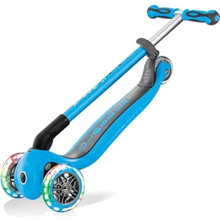 Globber Go-Up Deluxe Lights, Scooter mit Leuchtrollen, hellblau, 3-in-1 Nutzung, höhenverstellbar, für 15-36 Monate – Bild 5