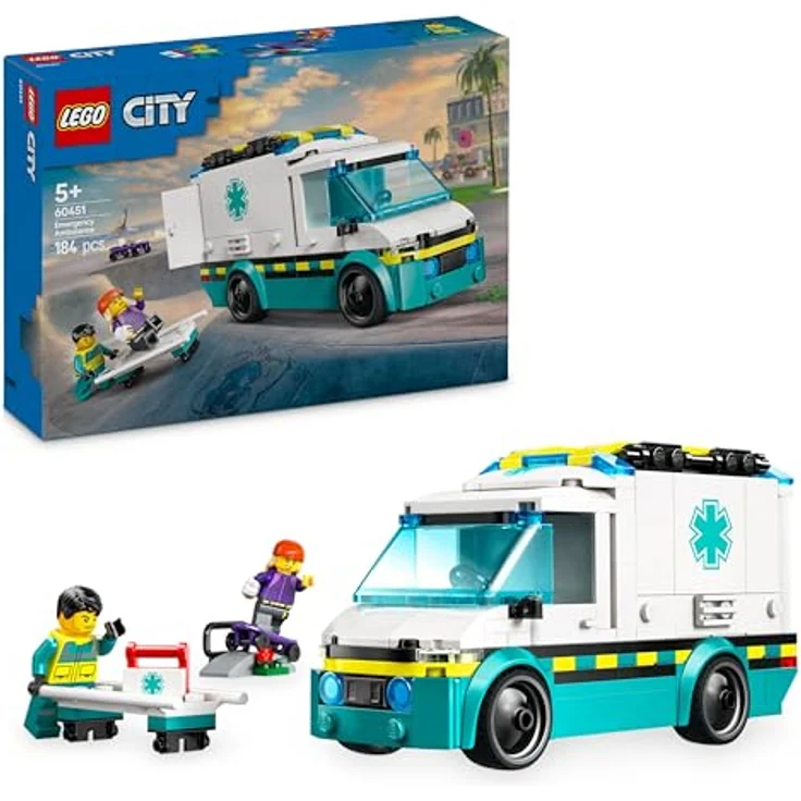 LEGO City Rettungswagen - Spielzeug mit 2 Minifiguren (Skateboarder und Fahrer) - Lernspielzeug für Jungen und Mädchen ab 5 Jahren - Geschenkideen zum Geburtstag und für die Feiertage 60451 – Bild 1