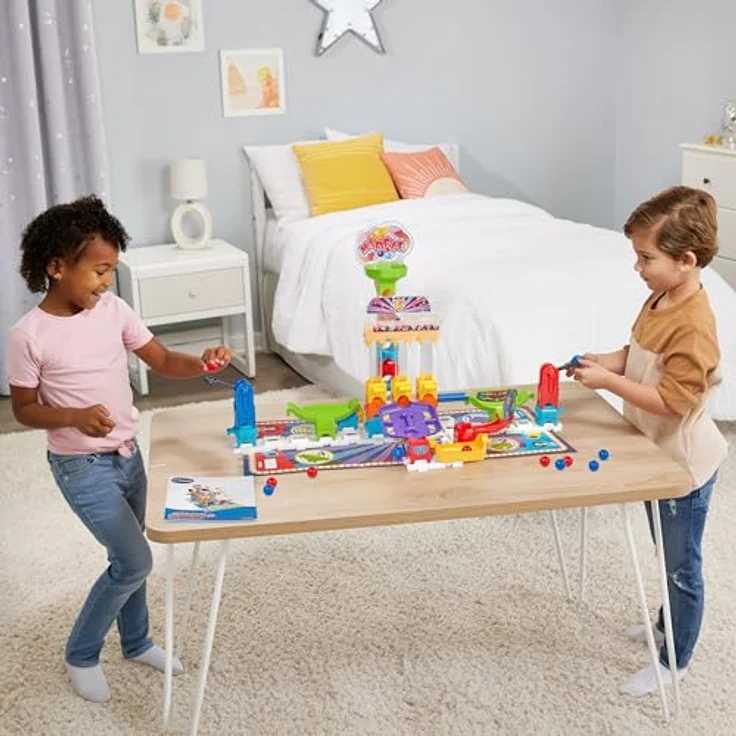 VTech Marble Rush S300, Kugelbahn für Kinder mit 2 Spielniveaus, inkl. Katapult-Challenge und Tic-Tac-Toe, farbige Aufbauanleitungen, kompatibel mit anderen Sets – Bild 3