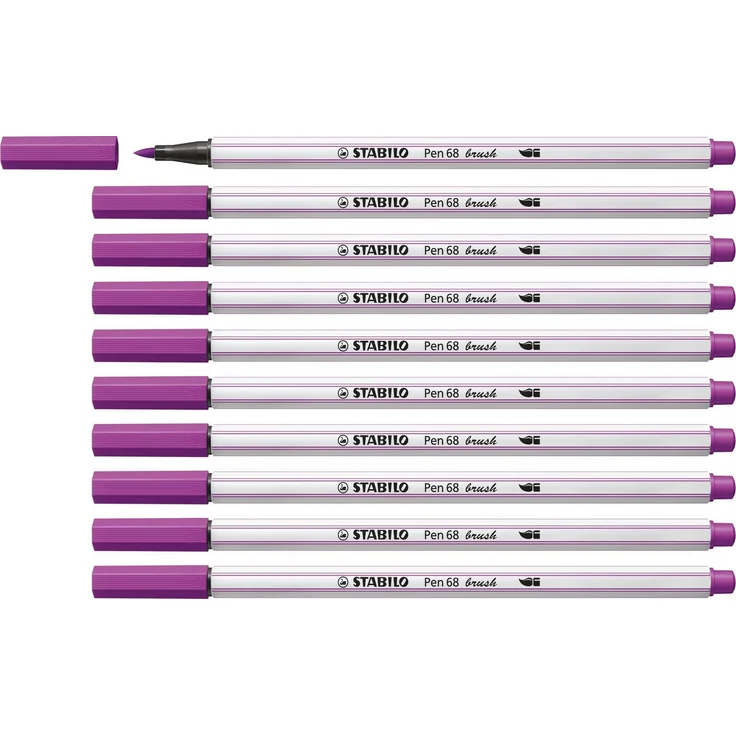 STABILO Faserstift STABILO Pinselstift Pen 68 brush, lila, flexibel für Brush-Lettering, wasserbasierte Tinte, Aquarell- und Blending-Effekte – Bild 1