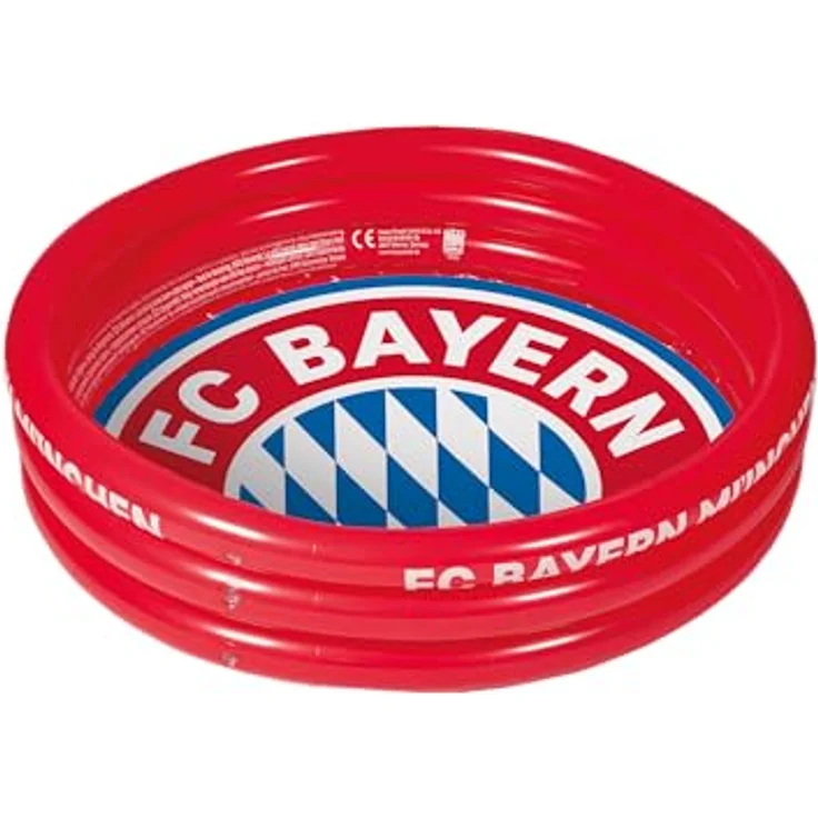 Wehncke Planschbecken FC Bayern München, 3-Ring-Pool aus robustem PVC, rot, ca. 100x23 cm – Bild 1